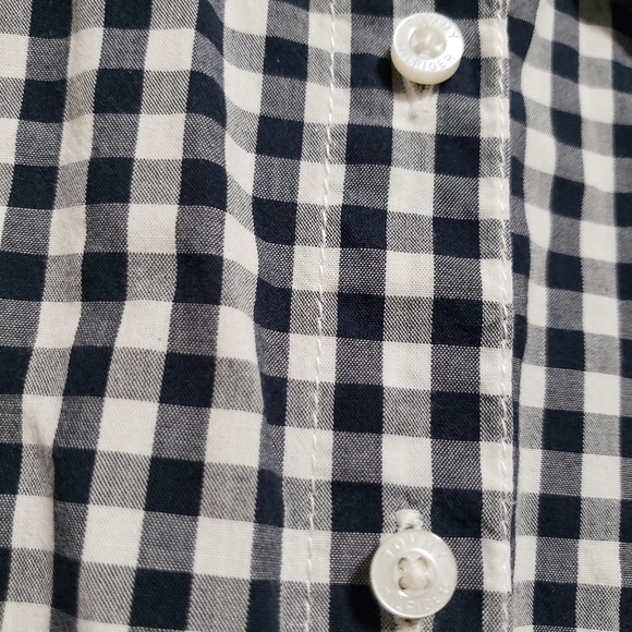 Tommy Hilfiger Classic Fit Black White Gingham Plaid Roll Tab Button Down Shirt - Picture 12 of 14